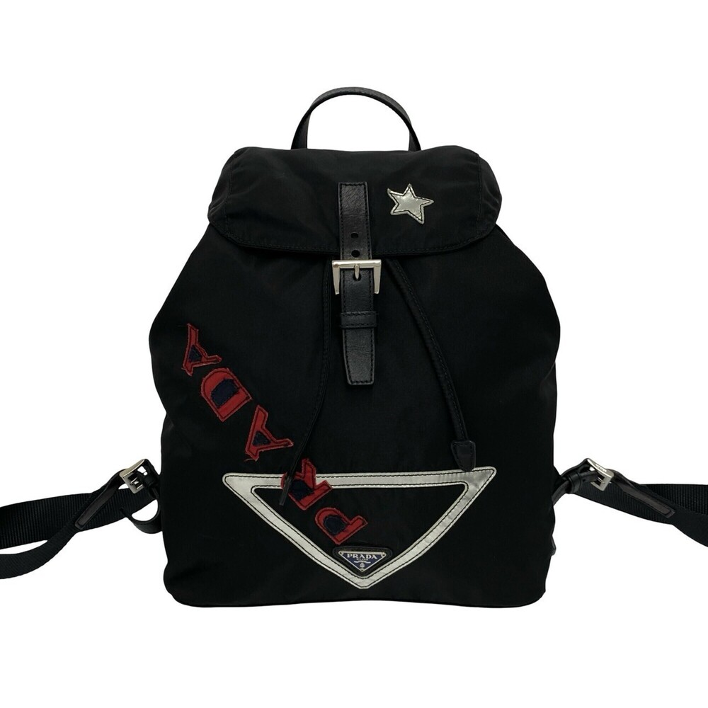 PRADA Prada Triangle Logo Hardware Tessuto Pocono Nylon Leather Genuine Backp...